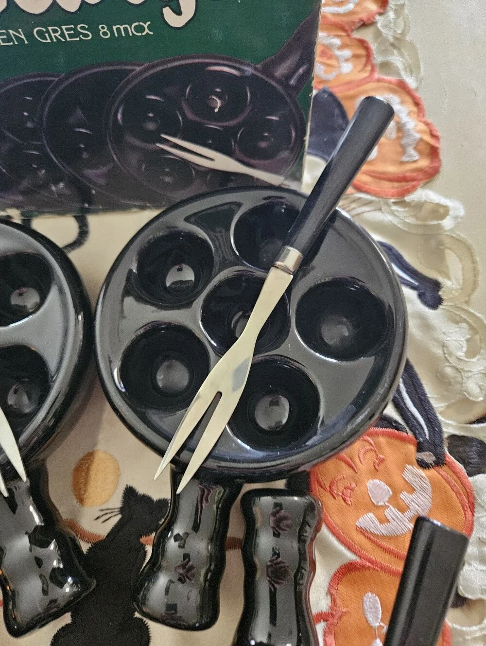 Vintage French Ensemble à Escargots Stoneware Snail Serving Set - 8 Piece